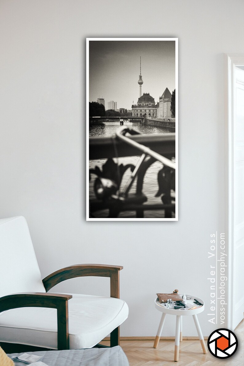 Black and white photography Berlin skyline on truck tarpaulin analogue photography as a mural, no frame necessary photo art directly from the photographer image 6