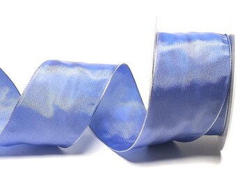 SCHLEIFENBAND 10m x 100mm BLAU mit Drahtkante Dekoband TISCHBAND 1m=0,50€