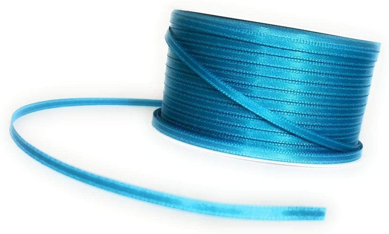 1m0,10EUR Schleifenband 50m x 3mm Satinband Geschenkband Dekoband Doppelsatin Farbwahl Türkis - Eisblau