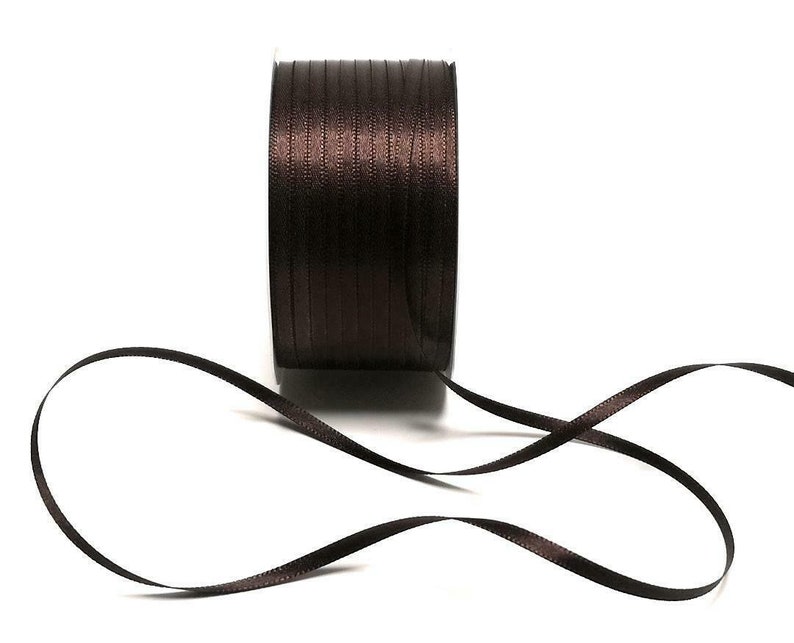 1m0,10EUR Schleifenband 50m x 3mm Satinband Geschenkband Dekoband Doppelsatin Farbwahl Dunkelbraun