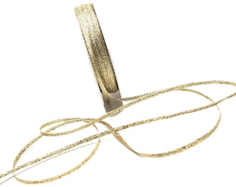 1 m=0,12EUR) RIBBON 50 m x 3 mm GOLD Gold thread Gold ribbon