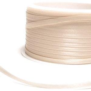 1m0,10EUR Schleifenband 50m x 3mm Satinband Geschenkband Dekoband Doppelsatin Farbwahl Creme Elfenbein