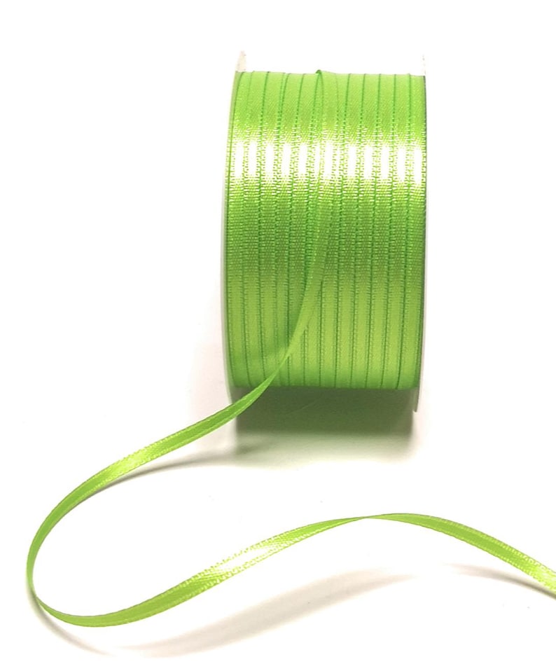 1m0,10EUR Schleifenband 50m x 3mm Satinband Geschenkband Dekoband Doppelsatin Farbwahl Maigrün