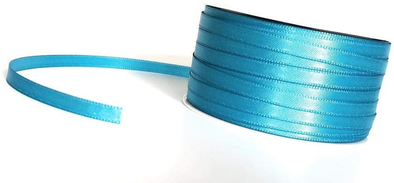 1m0,12EUR Schleifenband 50m x 6mm Satinband Geschenkband Dekoband Doppelsatin Farbwahl Türkis - Eisblau