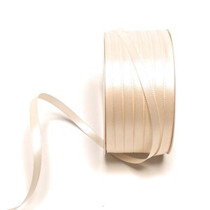 1m0,12EUR Schleifenband 50m x 6mm Satinband Geschenkband Dekoband Doppelsatin Farbwahl Creme - Elfenbein