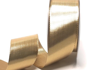 1 m / 0.24 EUR) ribbon 25 m x 40 mm gold decorative ribbon gold ribbon without wire inserts [5001]