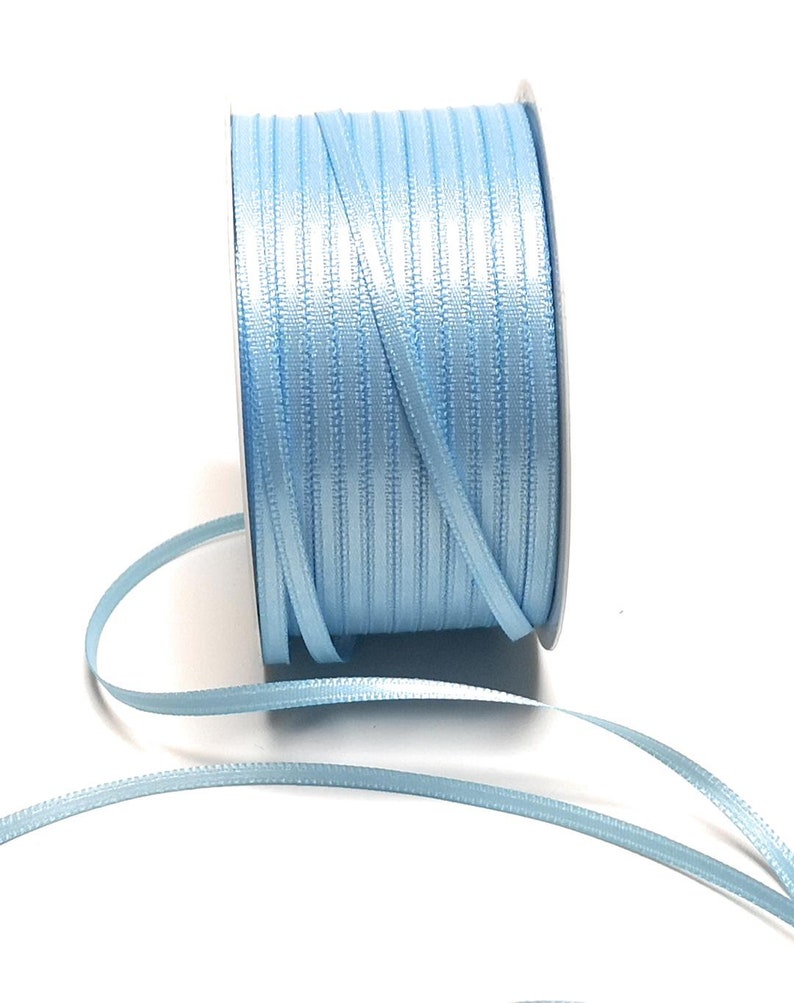 1m0,10EUR Schleifenband 50m x 3mm Satinband Geschenkband Dekoband Doppelsatin Farbwahl Hellblau