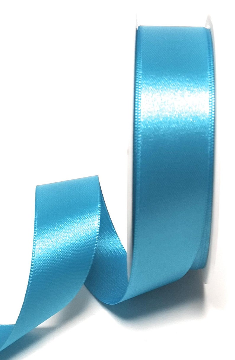 1m/0,24EUR Satinband 25m x 25mm Schleifenband Dekoband Doppelsatin Farbwahl Türkis - Eisblau