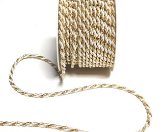 Kordel 15m x 4mm zweifarbig Altrosa Gold Drehkordel Kordelband Kordelschnur