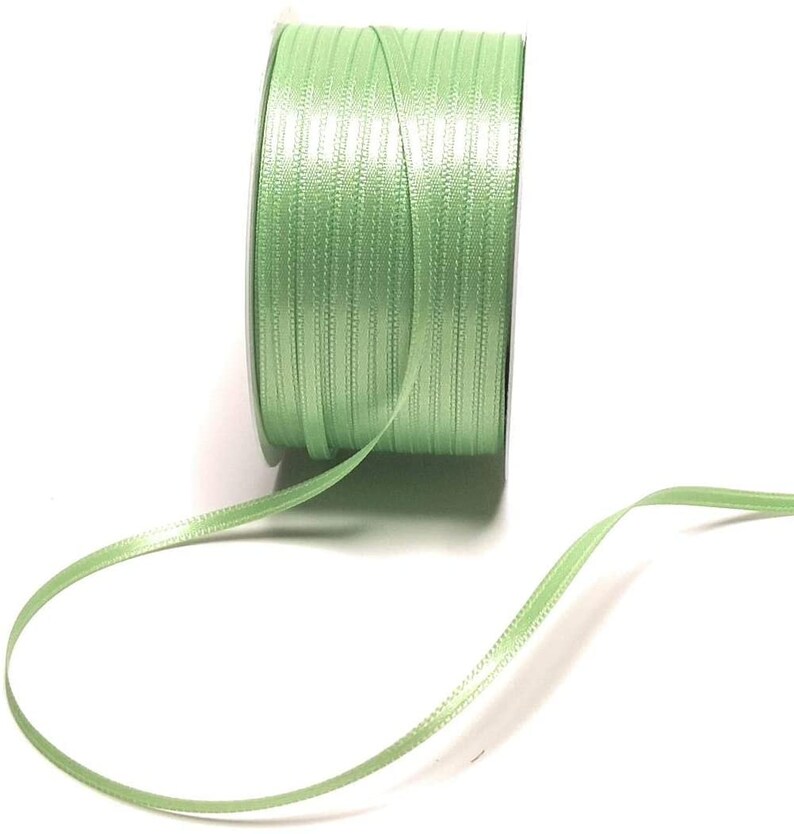 1m0,10EUR Schleifenband 50m x 3mm Satinband Geschenkband Dekoband Doppelsatin Farbwahl Lindgrün