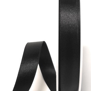 1m/0,20EUR Satinband 25m x 15mm Schleifenband Dekoband Doppelsatin Farbwahl Schwarz