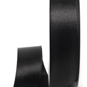 1m/0,24EUR Satinband 25m x 25mm Schleifenband Dekoband Doppelsatin Farbwahl Schwarz