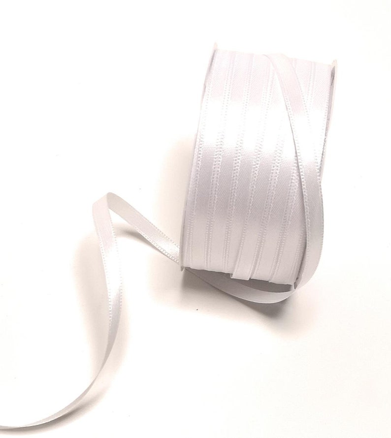 1m0,12EUR Schleifenband 50m x 6mm Satinband Geschenkband Dekoband Doppelsatin Farbwahl Weiß