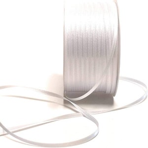 1m0,10EUR Schleifenband 50m x 3mm Satinband Geschenkband Dekoband Doppelsatin Farbwahl Weiß