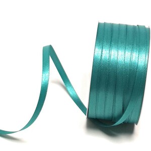 1m0,12EUR Schleifenband 50m x 6mm Satinband Geschenkband Dekoband Doppelsatin Farbwahl Türkis - Grün