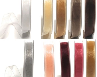 1 m = 0.10 EUR) ribbon 50 m x 15 mm organza chiffon gift ribbon decorative ribbon selvedge - choice of colors - [1350]