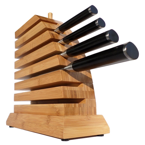 Magnet chef knife block in bamboo wood design