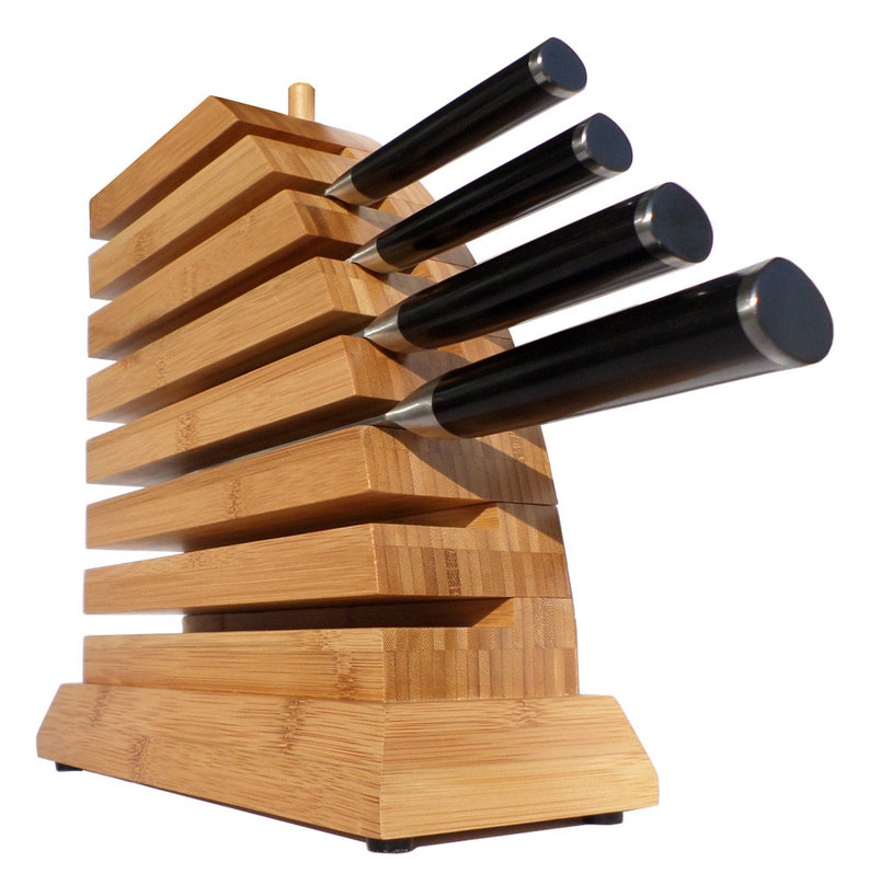 Chef Messerblock im Bambus Holz Design Etsy.de