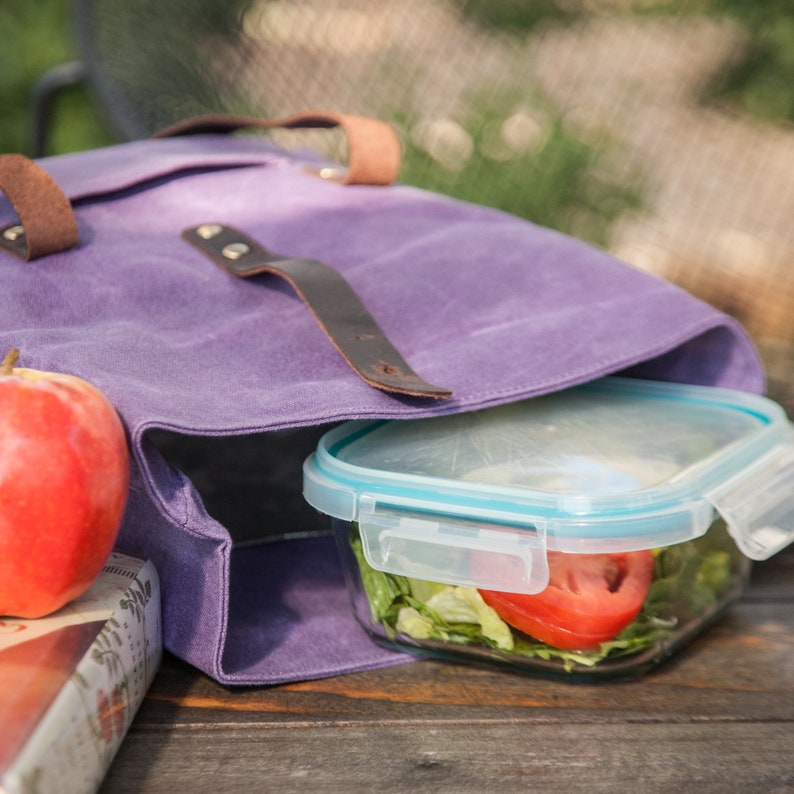 Insulated Waxed Canvas Lunch Bag - Thumbnail 2