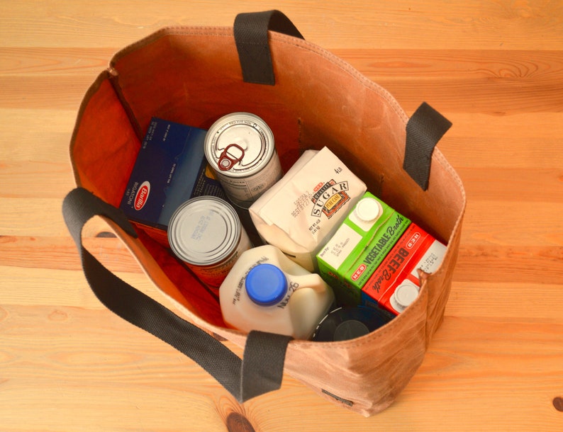 Waxed Canvas Grocery Bag Eco Friendly Reusable Market Bag Etsy