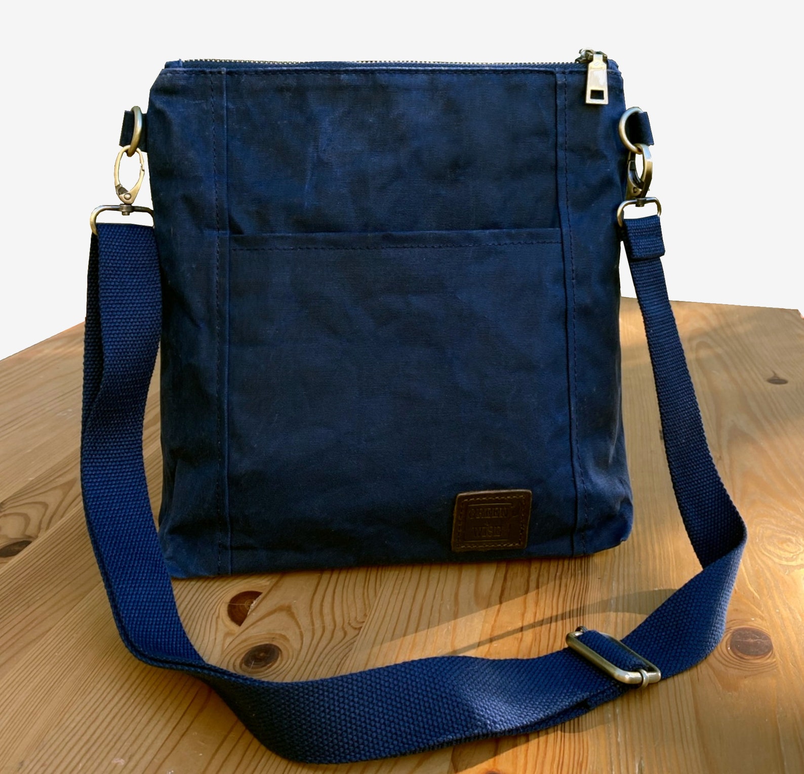 Waxed Canvas Shoulder Bag Medium Sized Crossbody Bag Work Purse Water