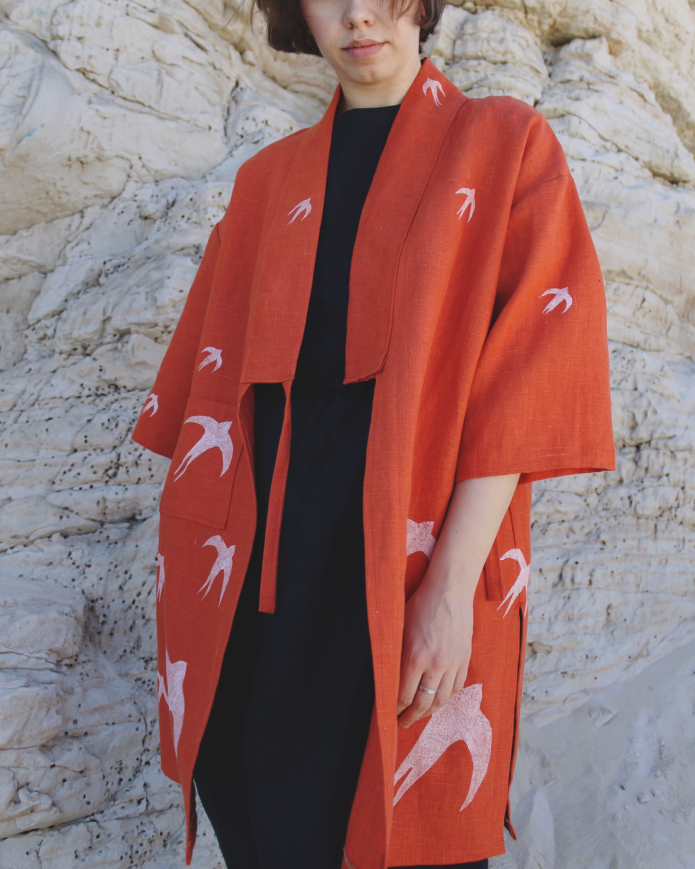 ladies orange linen jacket