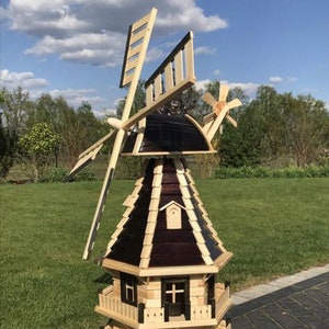 Windmill WM 1.4 slat bold. brown or red - North German wooden windmill with slatted roof | 140 cm high - also with solar lighting
