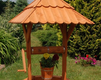 XXL ornamental fountain 1.70 m, wooden fountain, garden fountain, impregnated fountain, solid wood, garden