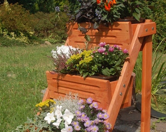 Bl3k marron, escalier fleuri, pot de fleurs, escalier de plantes, bac à fleurs