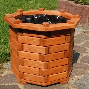 Pflanzkasten Bk6r rund braun, Blumenkasten, Blumenkübel rund aus massivem Holz für den Garten