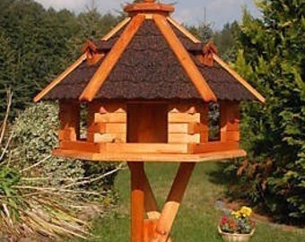 Vogelhaus mit Ständer, V 18 XXL dunkel + Ständer, XXL 67 x 45 cm