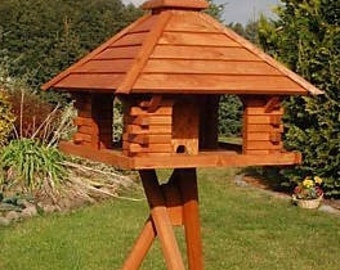 Vogelhaus V 20 mit Ständer, Vogelfutterhaus massiv mit Ständer