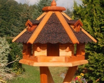 Vogelhaus mit Ständer, V 18 mini dunkel mit Ständer C, Futterhaus
