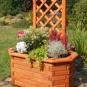 Plant box, Bk6lP pergola brown, flower box, flower pot made of solid wood