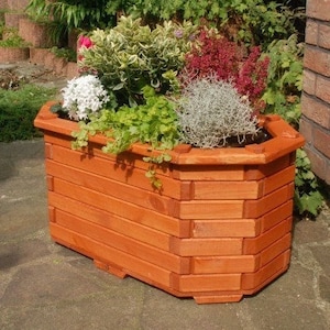 Pflanzkasten, Bk6l lang braun, Blumenkasten, Blumenkübel aus massiven Holz