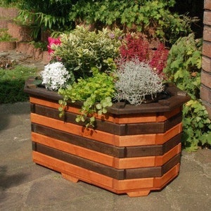 Pflanzkasten Bk6l lang braun-schwarz, Blumenkasten, Blumenkübel aus massiv