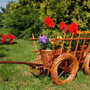 Leiterwagen aus Korbgeflecht
