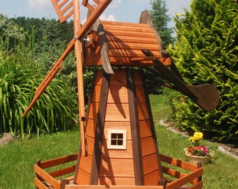 WM H2 - Garten-Windmühle aus Holz – Höhe 1,65 Meter