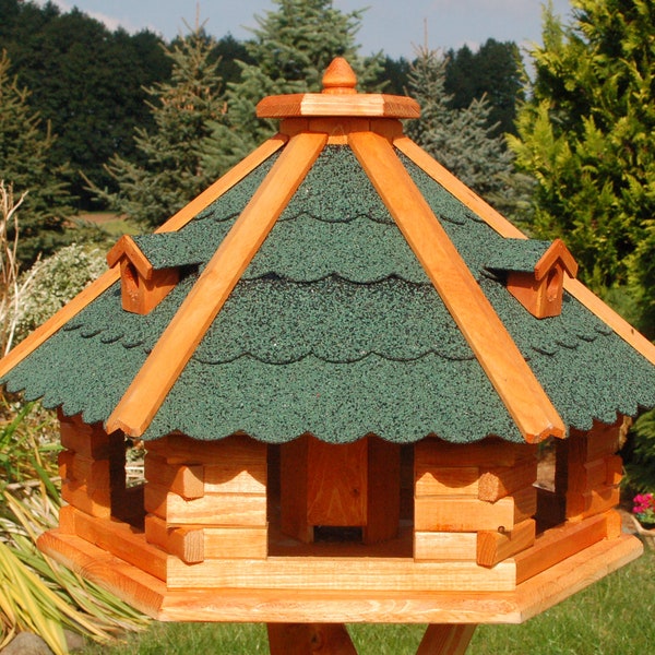 XXL Vogelhaus, V 18 XXL grün mit Solar, Futterhaus 67 x 45 cm mit Solarbeleuchtung