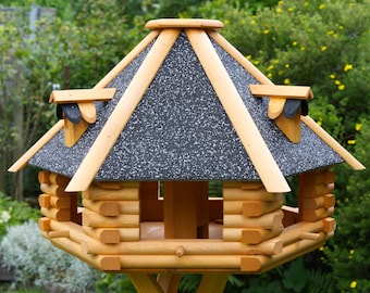 Nichoir à oiseaux, V 13 XXL pierre luxe avec solaire, nichoir à oiseaux avec éclairage solaire, lieu d'alimentation, villa à oiseaux, nichoir à oiseaux