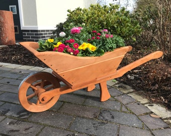 Kruiwagen XXL Zu, houten kruiwagen, 1,05 m lang, kruiwagen, bloempot, houten kar, sierpot