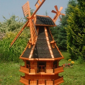 Windmolen, WM 1,5 bitum drie verdiepingen donker, XXL Noord-Duitse windmolen, windmolen van hout