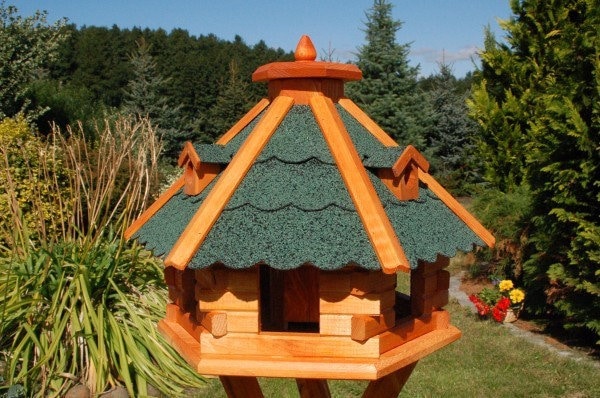 Large bird house, V 18 medium green, feeding house 56 x 37 cm, impregnated