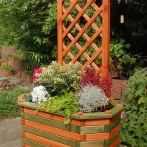 Pflanzkasten, Bk6lP Pergola braun-grün, Blumenkasten, Blumenkübel aus massiven Holz