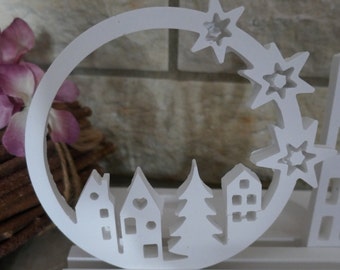 Silikonform Kranz Loop Weihnachtshaus mit Sternen klein für Teelichthalter