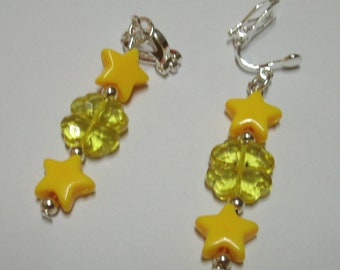 Children's ear clips * Star/Clover * Yellow