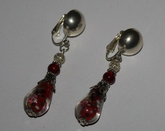 EARCLIPS *LAMPWORK FLOWERS*