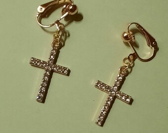 EARCLIPS * CROSS * Rhinestone