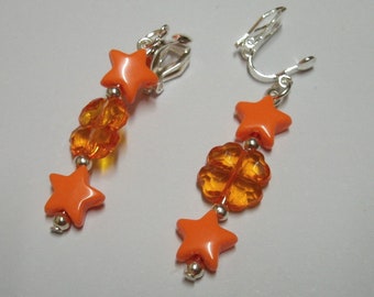 Children's ear clips * Star/Clover * Orange