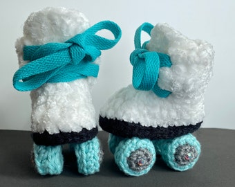 Newborn Baby Roller Skate Booties -  Fuzzy Bling Skates